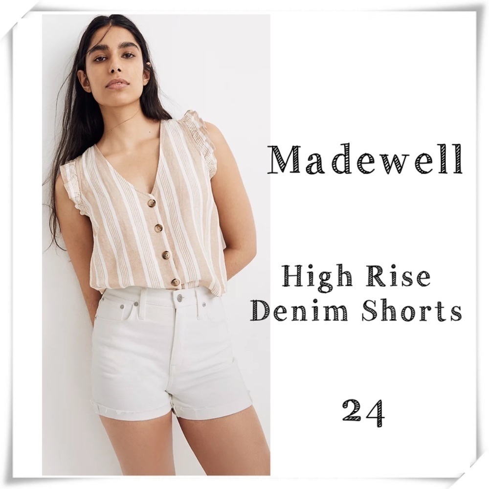 Madewell High Rise Denim Shorts in White Style#K9351